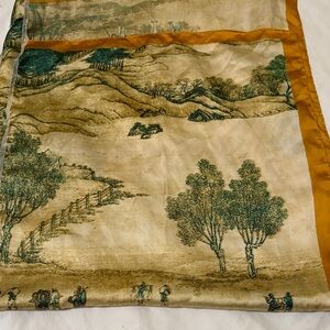 Elegant Scenic Print silk scarf